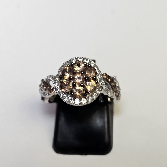 Genuine Brown Andalusite & Zircon 💍 Platinum over Sterling Silver. Sz 5! NEW - Picture 12 of 12
